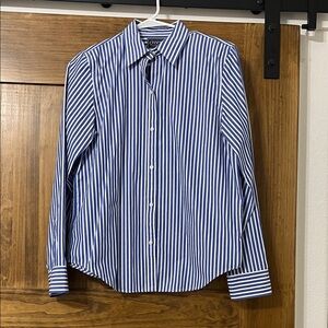 Champs Blue and White Vertical Stripe Button-Down Shirt